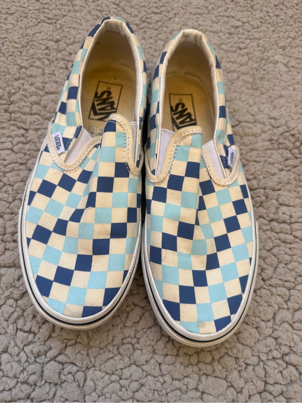 Vans Slip-On Checkerboard Sneakers - Navy & Light Blue